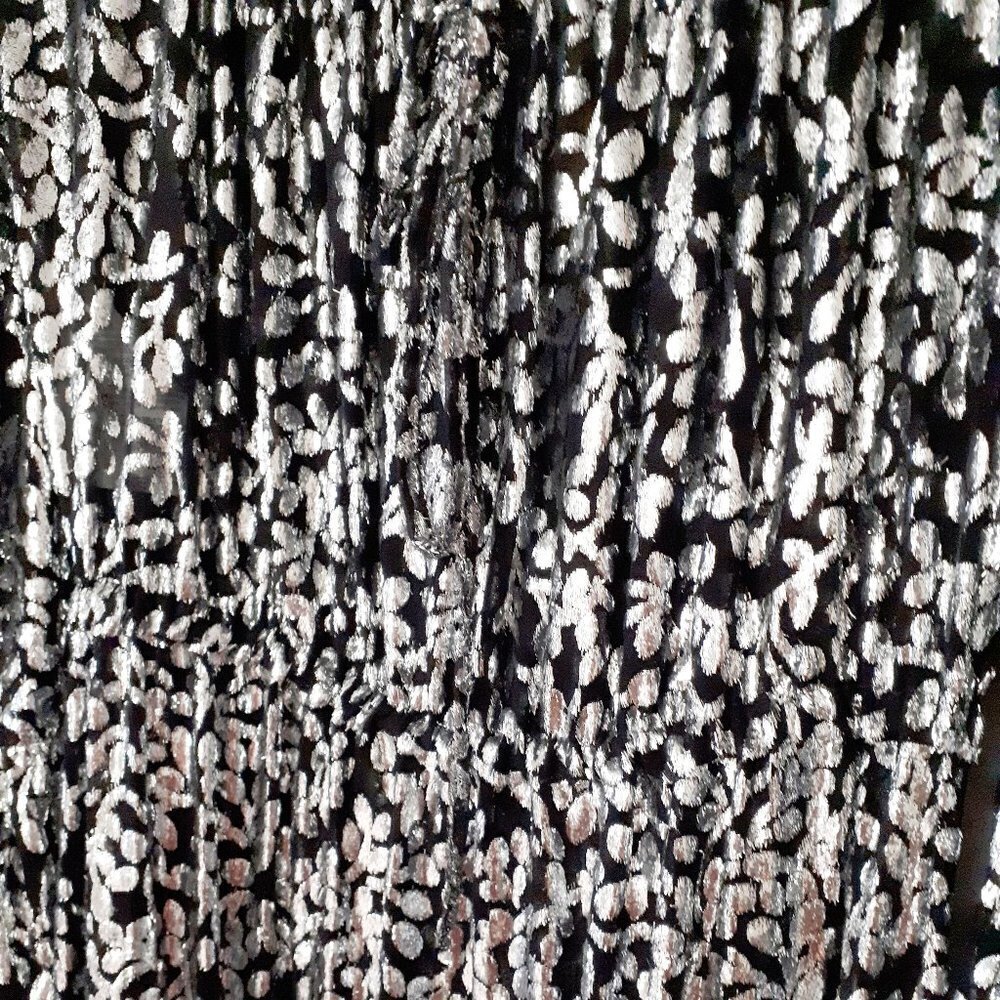 NWT Michael Kors black & silver metallic fibre floral print long sleeve dress, 8 - Picture 5 of 12